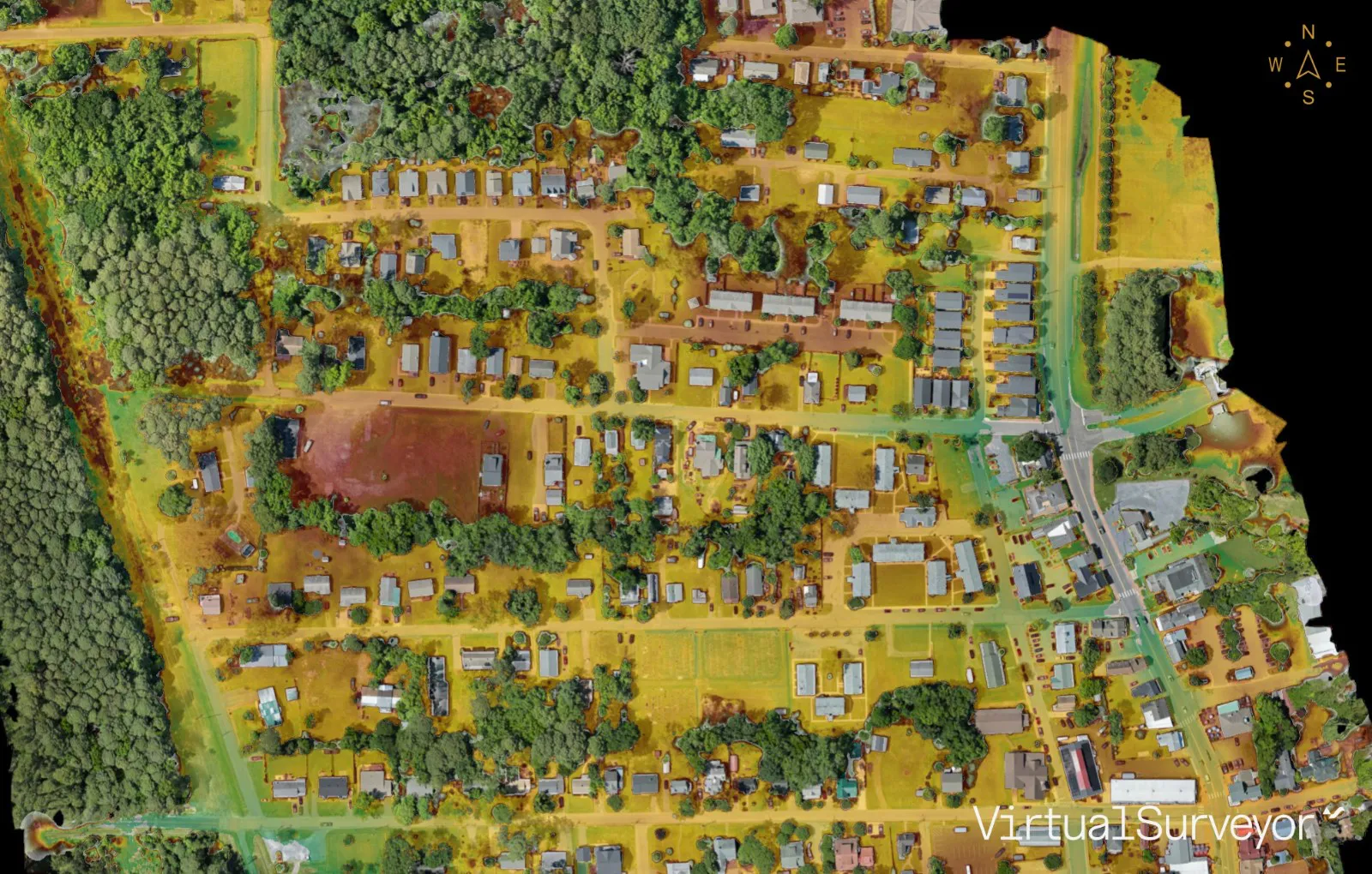 Elevation-shaded terrain surface of the Chester Park and North Street neighborhoods, St. Michaels